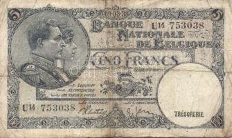 Belgium 1938.3.9. 5Fr + 1941.9.6. 20Fr + Belgium/"Exile"-kiadás 1943. 5Fr/1B T:III