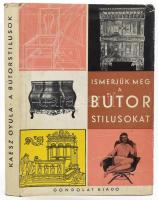 Kaesz Gyula: Ismerjük meg a bútorstílusokat. Bp., 1962, Gondolat. Első kiadás. Gazdag fekete-fehér képanyaggal illusztrált. Kiadói félvászon-kötésben, kopott, kissé szakadt kiadói papír védőborítóban.