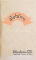 1928 Rebüre német és angol nyelvű katalógus, budapesti bélyegzéssel