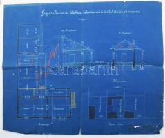 1906 Hegedűs Ferenc hentes szegedi házának bővítési tervrajza, szakadással, hajtott, 33x41 cm