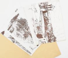 Helen Bar-Lev (1942-): Drawings of Safad (Safed, Izrael). 6 db nyomat, papír, mindegyik jelzett és s...