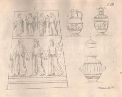 cca 1770-1820 50 db metszet, római, pompeji és egyéb ókori épületek, szobrok, régiségek stb. ábrázol...