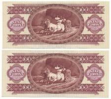 1992. 100Ft (2x) sorszámkövetők "B 155 018502 - B 155 018503" T:XF Adamo F37