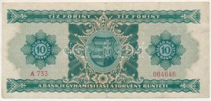 1946. 10Ft "A 733 064646" T:F
Hungary 1946. 10 Forint "A 733 064646" C:F
Adamo...