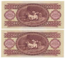 1975. 100Ft (2x) sorszámkövetők "B 315 112038 - B 315 112039" T:UNC hullámos papír Adamo F...