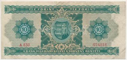 1946. 10Ft "A 830 074818" T:F
Hungary 1946. 10 Forint "A 830 074818" C:F
Adamo...