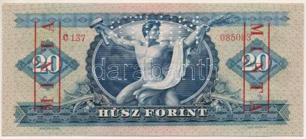1957. 20Ft "C137 085083" sorozat és sorszámmal, piros "MINTA" felülnyomással és ...
