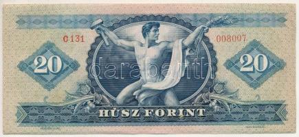 1957. 20Ft "C 131 008007" T:AU sarokhajlások
Hungary 1957. 20 Forint "C 131 008007&q...