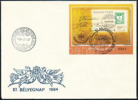 1984 Bélyegnap (57.) vágott blokk FDC-n (3.500)