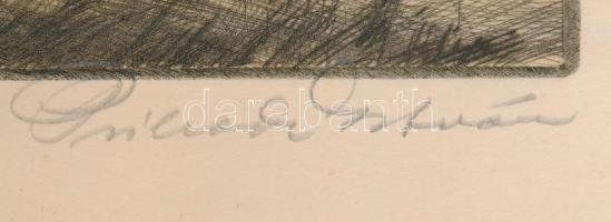 Prihoda István (1891-1956): Libikóka. Rézkarc, papír, jelzett, lap szélén ázásnyommal, 20x29,5 cm