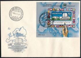 1985 Európai Bizottsági és Együttműködési értekezlet (VIII.) vágott blokk FDC-n (5.500)