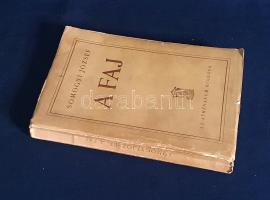 Somogyi József:  A faj. [Budapest], (1940). Athenaeum (ny.) 275 + [1] p. Egyetlen kiadás. Somogyi József (1898-1948) filozófus, pedagógus, a szegedi tanárképző főiskola tanszékvezető tanárának közérthető nyelven megfogalmazott kritikája a fajelméletről. A munka megvizsgálja a fajelmélet kialakulásához vezető utat, jellemzi annak fontosabb német és turáni doktrínáit, egymásból vezeti le a fajegészség és a fajtisztaság fogalmait, végül a kölcsönhatások elvének bemutatásával cáfolja, hogy a faj és a kultúra magától értetődő kapcsolatban állna. Az első fedőborító belső oldalán és a címoldalon régi erősítés nyomai, példányunk fűzése enyhén meglazult e helyen. Fűzve, enyhén sérült, halványan foltos kiadói borítóban.
