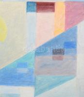 Jelzés nélkül: Színes geometria. Olaj, vászon. 27,5x33 cm