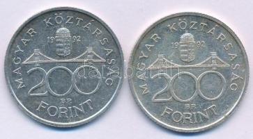 1992. 200Ft Ag "MNB" (2x) T:XF patina Adamo F13