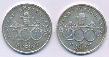 1992. 200Ft Ag "MNB" (2x) T:XF patina Adamo F13
