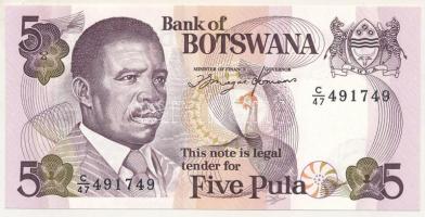 Botswana DN(1982-1992) 5P T:UNC Botswana ND(1982-1992) 5 Pula C:UNC P#11a