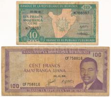 Burundi 1981. 10Fr + 1986. 100Fr T:F Burundi 1981. 10 Francs + 1986. 100 Francs C:F Krause P#29b, P#33a