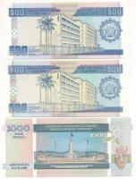Burundi 1995. 500Fr + 1999. 500Fr + 2000. 1000Fr T:AU az egyiken törés nélküli hajlás az egyik szélé...