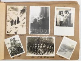 1938-1942, Fotóalbum, cca 400 darab képpel, benne családi képekkel, katonai fotóval, Duna menti települések fotóival, Vác, Felvidék, Ipolyság, Budapest, stb.