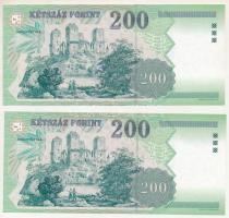 1998. 200Ft (2x) egyugrásos sorszámkövetők "FB 0384583" és "FB 0384585" T:UNC,AU