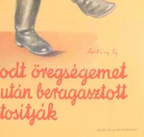 "Verejtékes, vagy nyugalmas öreg napok" OMBI bélyegek. reklám plakát. Sárkány Gyula (Illen...