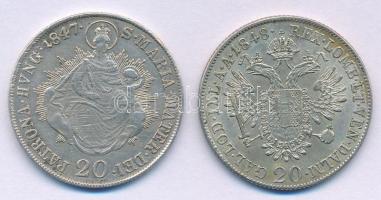 1847B-1848B 20kr Ag "V. Ferdinánd" (2xklf) T:XF,VF juszt. Hungary 1847B-1848B 20 Kreuzer A...