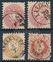 1863-1867 4 db béyleg "PESTH", "KALOCSA", "MECZENZÉF", "TRIEST"