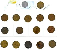 1973-1989. 2Ft sárgaréz (15x) + 1986. 20f Al T:UNC,AU patina