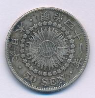 Japán 1908. 50s Ag T:XF patina  Japan 1908. 50 Sen Ag C:XF patina Krause Y#?31