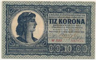 1919. augusztus 9. 10K "M 2522 097875" T:F kis szakadás Hungary 1919. August 9th 10 Korona "M 2522 097875" C:F small tears Adamo K13, Krause P#41