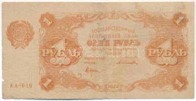 Szovjetunió / Orosz Szocialista Szövetségi Szovjet Köztársaság 1922. 1R T:VG Soviet Union / Russian Socialist Federated Soviet Republic 1922. 1 Rouble C:VG Krause P#127