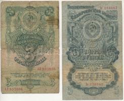 Szovjetunió 1947. 3R + 5R T:VG,G Soviet Union 1947. 3 Roubles + 5 Roubles C:VG,G Krause P#218, P#220