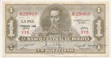 Bolívia 1928. 1B T:AU szamárfül Bolivia 1928. 1 Boliviano C:AU folded corner Krause P#128