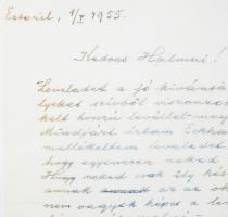 1955 Estoril, 1955. I. 1., vitéz nagybányai Horthy Miklós (1868-1957) saját kézzel írt levele, aláír...