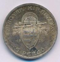 1938. 5P Ag "Szent István" T:AU,XF patina, ph. Adamo P8.1