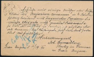 1894 2kr díjjegyes levelezőlap 3kr díjkiegészítéssel Belgiumba "ESZTERGOM"