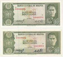 Bolívia 1962. 10B (2xklf) T:AU pici szamárfül
Bolivia 1962. 10 Bolivianos (2xdiff) C:AU folded corn...