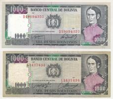 Bolívia 1982. 1000B (2xklf) T:AU, F Bolivia 1982. 1000 Bolivianos (2xdiff) C:AU, F Krause P#167