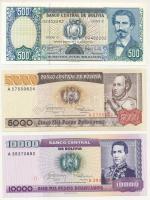 Bolívia 1981. 500B + 1984. 5000B + 10.000B T:AU Bolivia 1981. 500 Bolivianos + 1984. 5000 Bolivianos + 10.000 Bolivianos C:AU Krause P#165, P#168, P#169