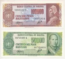 Bolívia 1984. 50.000B + 100.000B T:AU Bolivia 1984. 50.000 Bolivianos + 100.000 Bolivianos C:AU Krause P#170, P#171