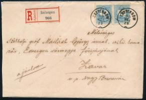 1890 Ajánlott levél Színesszámú 10kr párral bérmentesítve "ESZTERGOM"