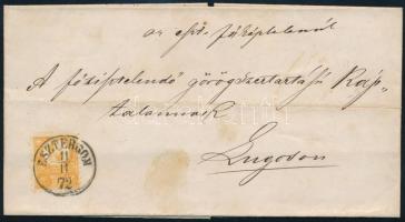 1872 Réznyomat 2kr narancs nyomtatványon "ESZTERGOM" - Lugos