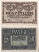 1920. 20f + 50f T:AU, F szamárfül Krause P#43, P#44