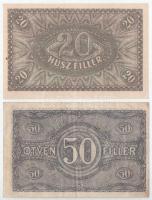 1920. 20f + 50f T:AU, F szamárfül
Krause P#43, P#44