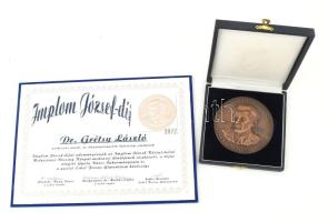 Grétsy László (1932-2024) nyelvész Kiss László (1949-): 2006 Implom József díj a magyar helyesírásért. Kétoldalas bronz plakett. jelzett, d: 100 mm díszdobozban, adományozó okirattal. T1