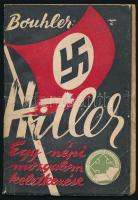 Bouhler, Philipp: Adolf Hitler. Egy népi mozgalom keletkezése. Fordították: Dr. Kerekes Béla és a 60.216-os számú párttag. Bp., 1940, Nyilas Lap- és Könyvkiadó Vállalat, (Budai Bernwallner-ny.), 46+1 p. Kiadói illusztrált papírkötés, kopottas állapotban, kis benyomódásokkal. Rendkívül ritka! Aukción még nem szerepelt!  Philipp Bouhler (1899-1945) náci pártfunkcionárius, Reichsleiter, NSDAP Führer kancellárságának vezetője. Az Aktion T4 eutanáziaprogram vezetője, melynek során kb. 5000 beteg gyereket öltek meg 1941-ig.