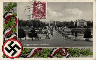 Brzeg bridge on the Oder with Nazi frame