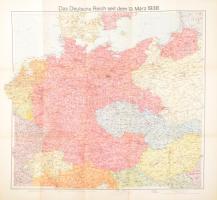 1938 Karte des Deutschen Reiches nach dem 13. März, 1:2 000 000, Velhagen &amp; Klasings, 75×72 cm