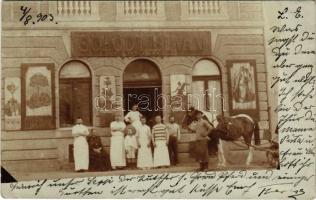 1903 Budapest III. Óbuda, Schödl István sütőmester üzlete a Pacsirtamező utca 28. szám alatt. photo (fa)