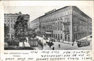 1914 Budapest V. Hotel Continental szálloda (Oszvald ház), villamos, autók. Nádor utca 22. (1917-től az Országos Központi Hitelszövetkezet épülete) (kis szakadás / small tear)